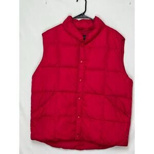 Lands’ End Men’s Large 42-44 Red Button Down Vest 95694 Sleeveless Casual Retro